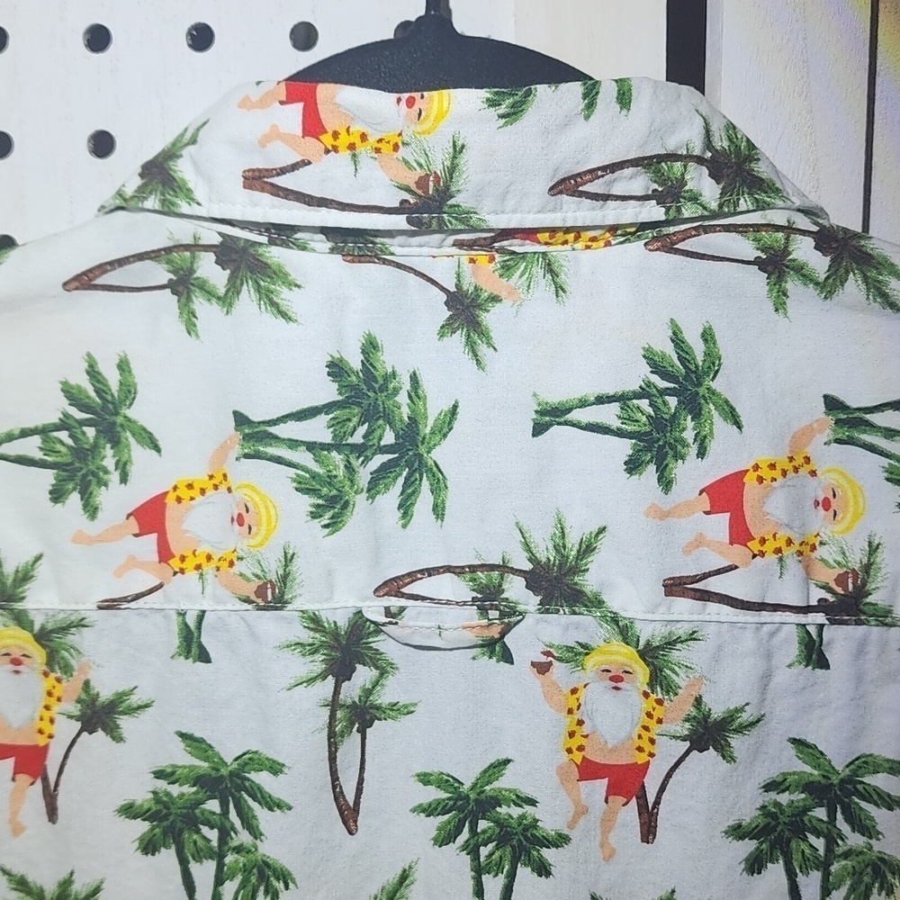 Ricky Singh Denim & Flowers Button Up Shirt Santa Hawaiian Christmas Large - Picture 6 of 6